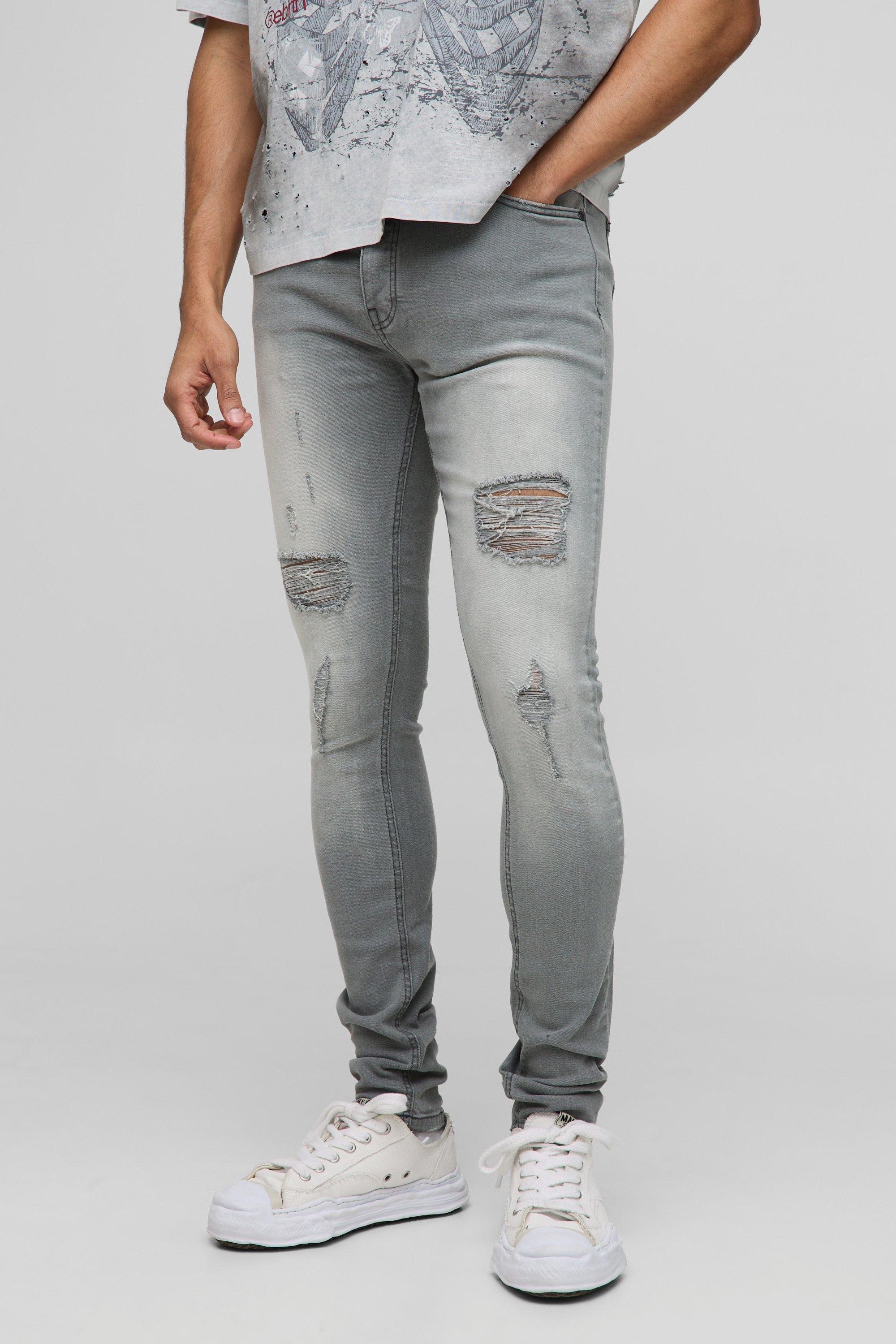 Skinny Stretch Stacked All Over Ripped Jeans